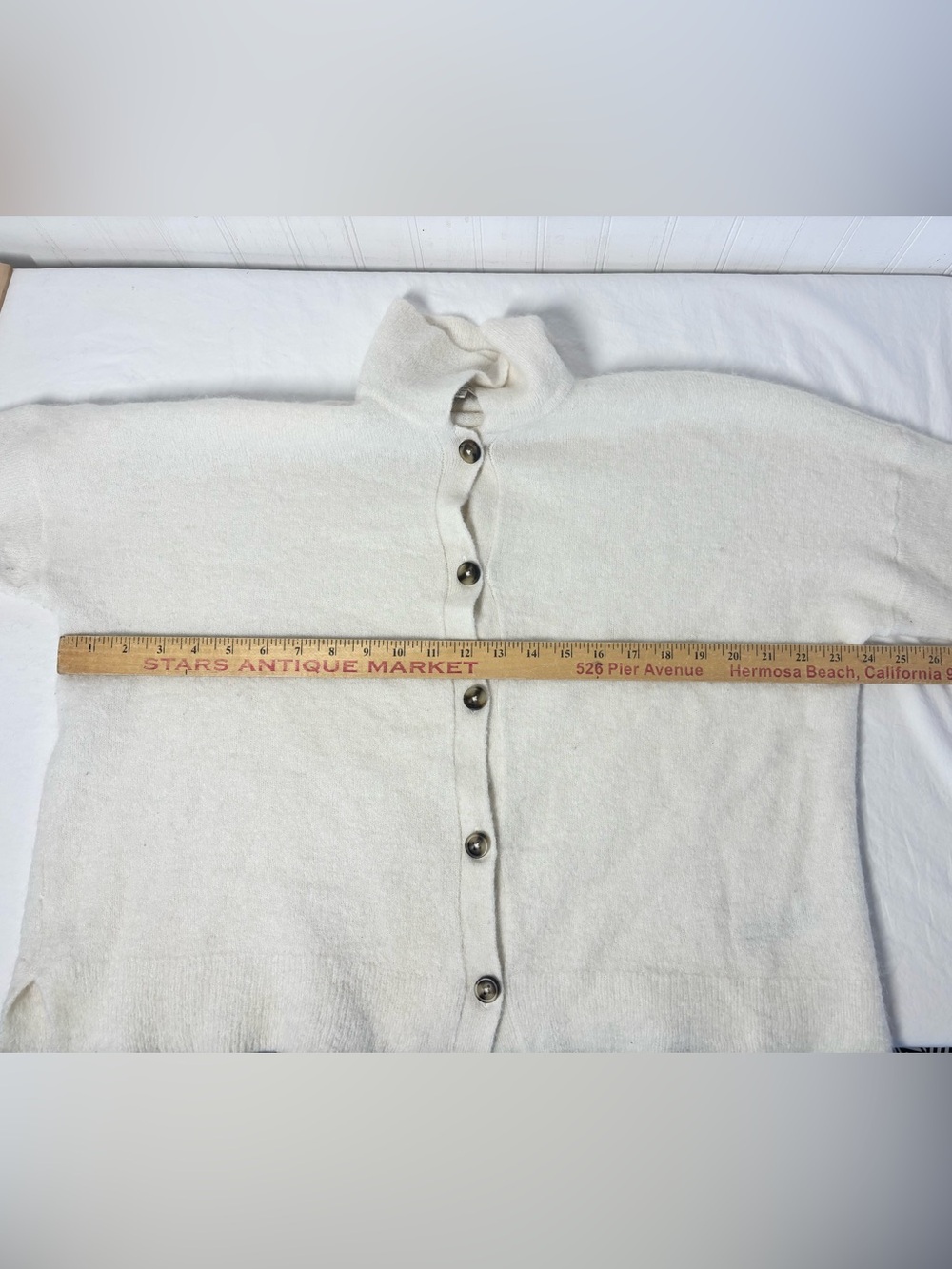 Madewell Off-White Wool/Alpaca Blend Carabelle Polo Button-Up Cardigan XL Boxy - Picture 8 of 13
